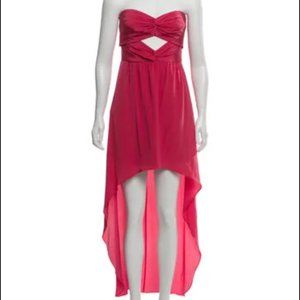 NWT REVOLVE Pink JAY GODFREY Lovett Silk Strapless Cutout Hi Lo Red Dress 6 M